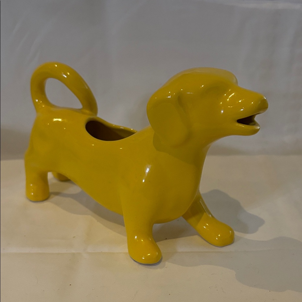 Yellow Dachshund Ceramic Creamer #2 of 2 for sale